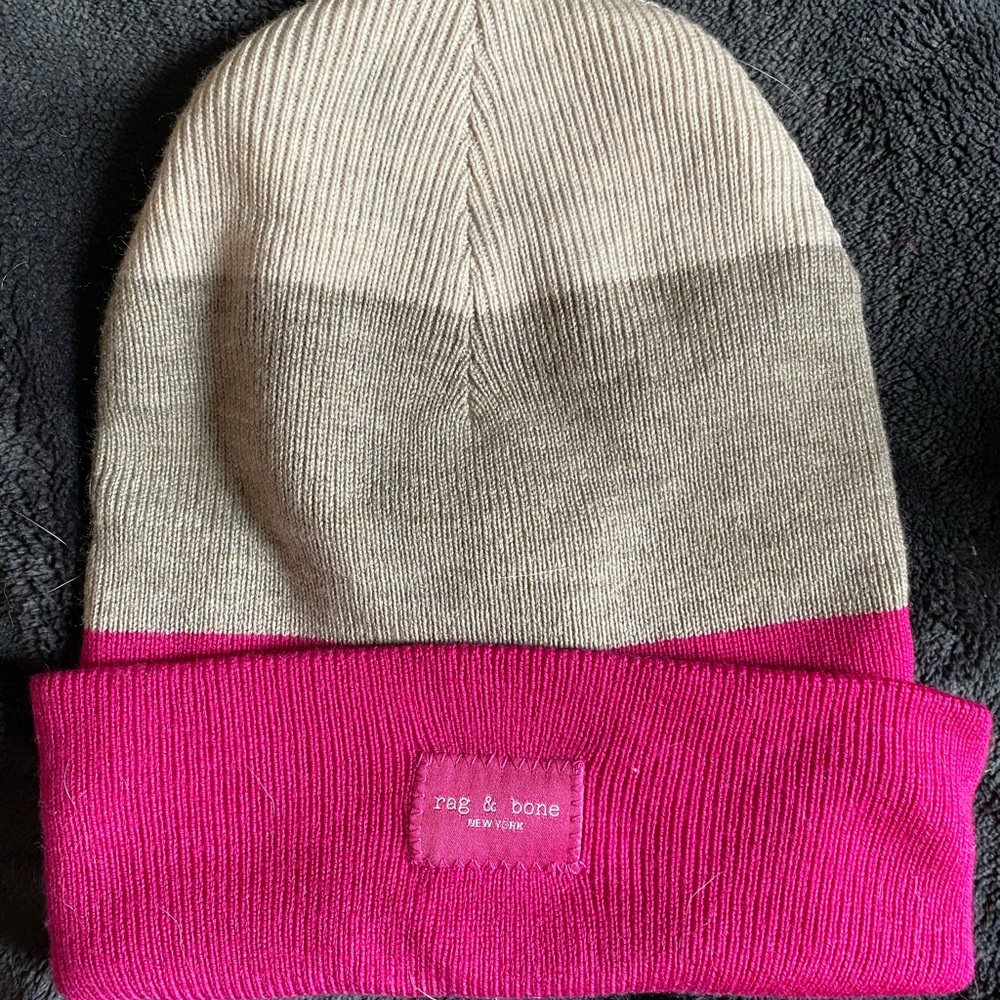 rag & bone Two-Tone Pink and Tan Beanie